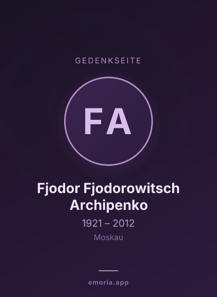 Gedenkportrait von Fjodor Fjodorowitsch Archipenko