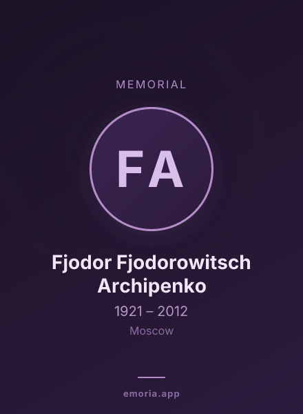 Memorial portrait of Fjodor Fjodorowitsch Archipenko