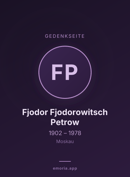 Gedenkportrait von Fjodor Fjodorowitsch Petrow
