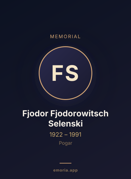 Memorial portrait of Fjodor Fjodorowitsch Selenski