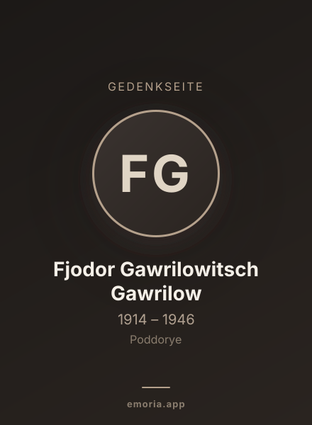Gedenkportrait von Fjodor Gawrilowitsch Gawrilow