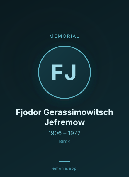 Memorial portrait of Fjodor Gerassimowitsch Jefremow