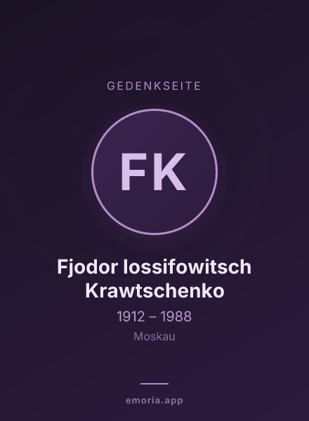 Gedenkportrait von Fjodor Iossifowitsch Krawtschenko