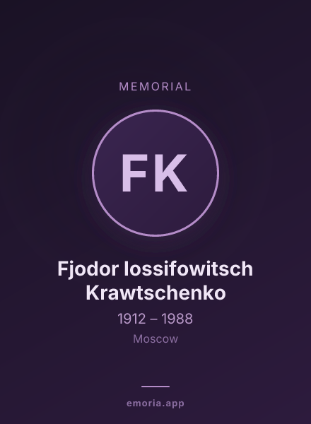 Memorial portrait of Fjodor Iossifowitsch Krawtschenko