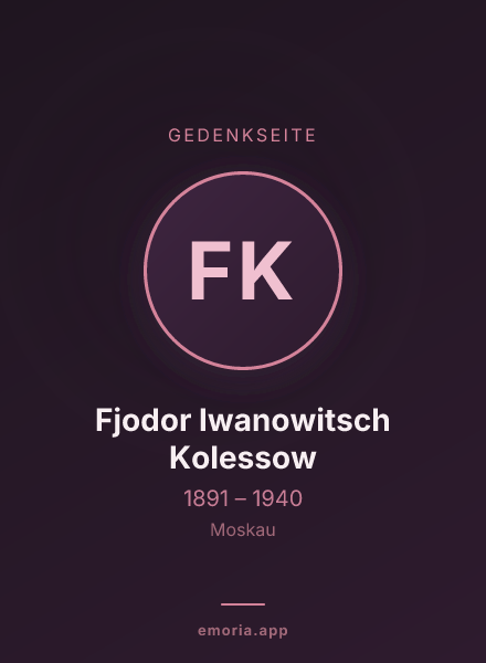 Gedenkportrait von Fjodor Iwanowitsch Kolessow
