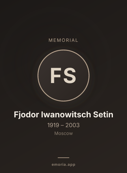 Memorial portrait of Fjodor Iwanowitsch Setin