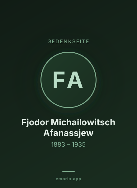 Gedenkportrait von Fjodor Michailowitsch Afanassjew
