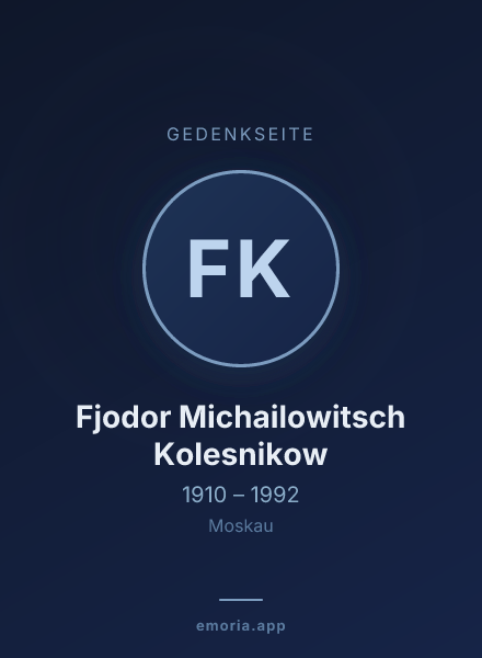 Gedenkportrait von Fjodor Michailowitsch Kolesnikow