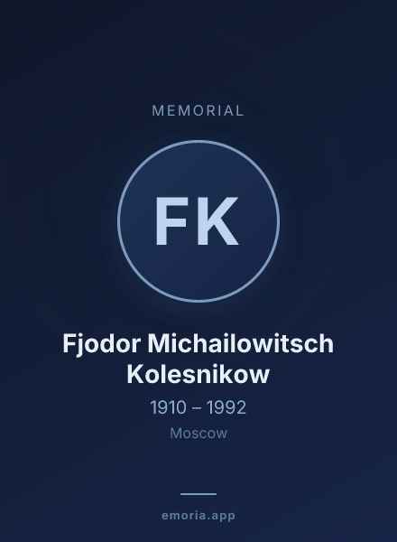 Memorial portrait of Fjodor Michailowitsch Kolesnikow