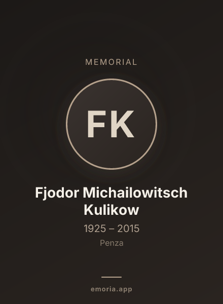 Memorial portrait of Fjodor Michailowitsch Kulikow