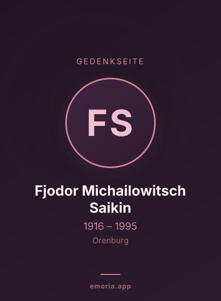 Gedenkportrait von Fjodor Michailowitsch Saikin