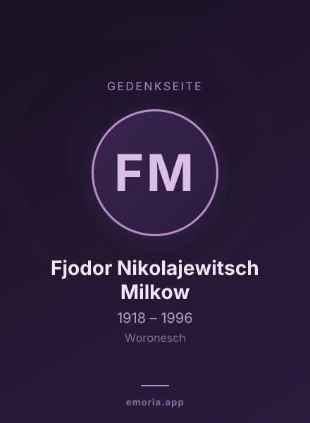 Gedenkportrait von Fjodor Nikolajewitsch Milkow