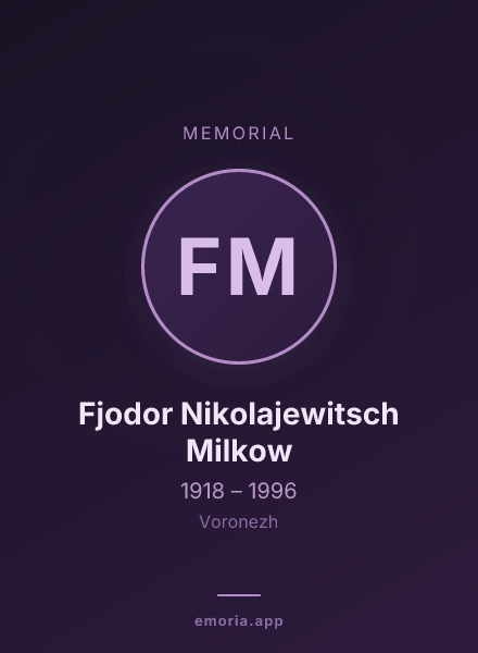 Memorial portrait of Fjodor Nikolajewitsch Milkow
