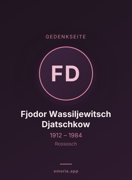 Gedenkportrait von Fjodor Wassiljewitsch Djatschkow