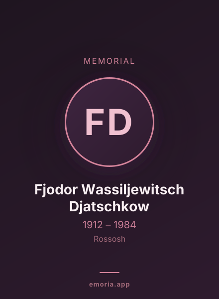 Memorial portrait of Fjodor Wassiljewitsch Djatschkow