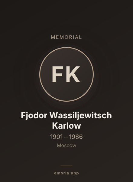 Memorial portrait of Fjodor Wassiljewitsch Karlow