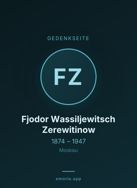 Gedenkportrait von Fjodor Wassiljewitsch Zerewitinow