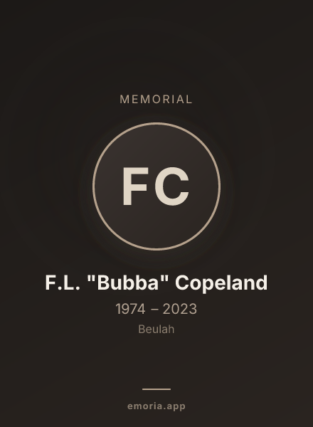 Memorial portrait of F.L. "Bubba" Copeland