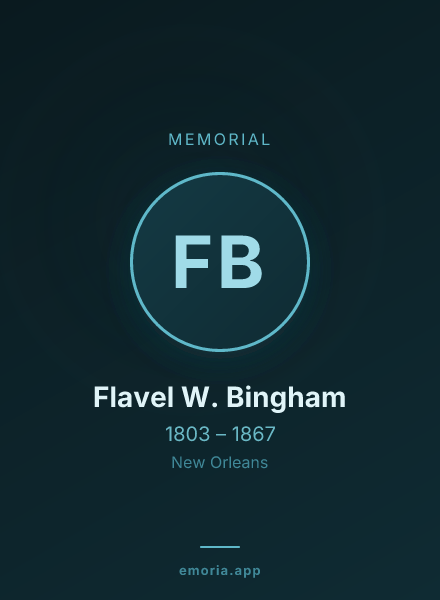 Memorial portrait of Flavel W. Bingham