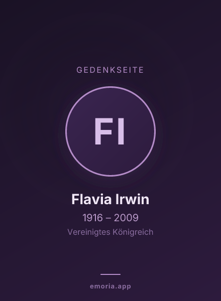 Gedenkportrait von Flavia Irwin