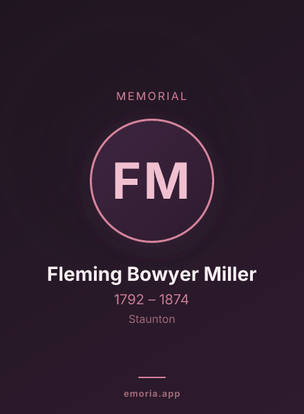 Memorial portrait of Fleming Bowyer Miller