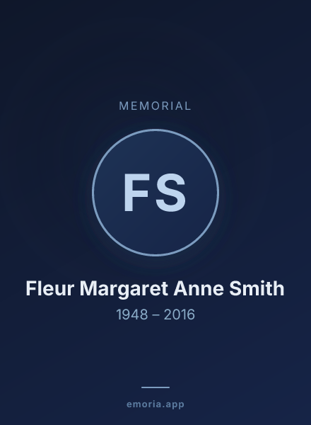 Memorial portrait of Fleur Margaret Anne Smith