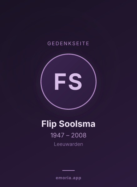 Gedenkportrait von Flip Soolsma
