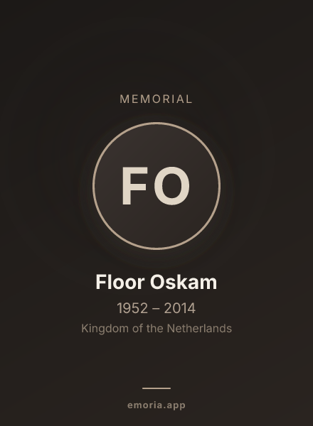 Memorial portrait of Floor Oskam