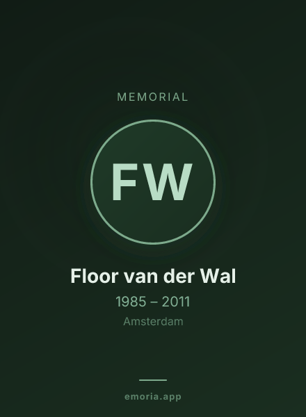 Memorial portrait of Floor van der Wal