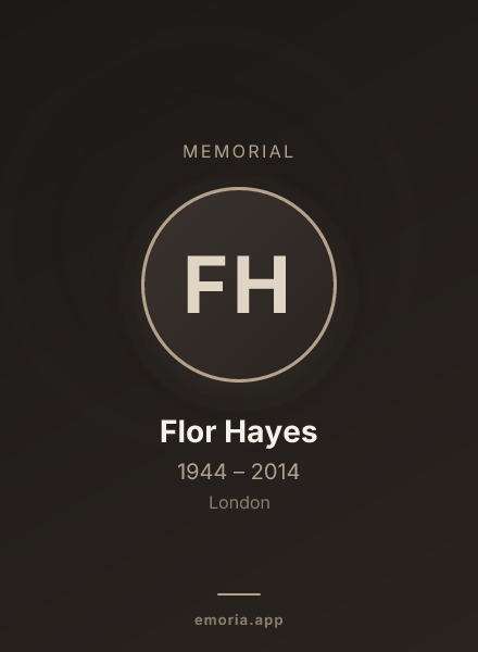 Memorial portrait of Flor Hayes