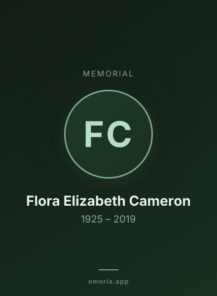 Memorial portrait of Flora Elizabeth Cameron