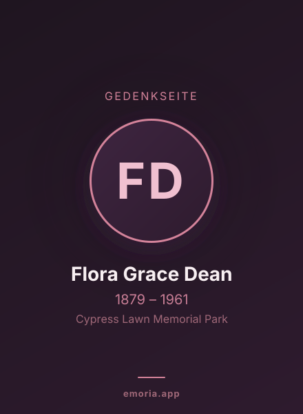 Gedenkportrait von Flora Grace Dean