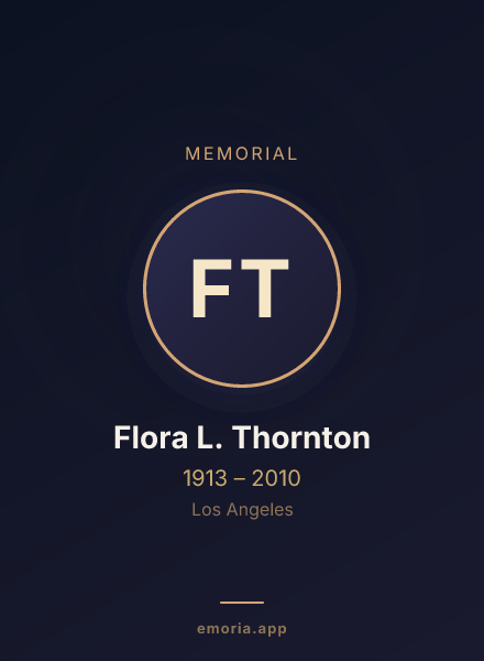 Memorial portrait of Flora L. Thornton