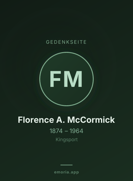 Gedenkportrait von Florence A. McCormick
