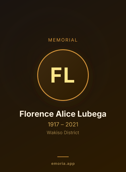 Memorial portrait of Florence Alice Lubega