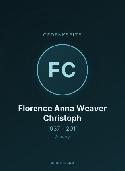 Gedenkportrait von Florence Anna Weaver Christoph
