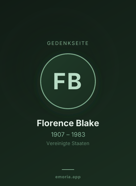 Gedenkportrait von Florence Blake