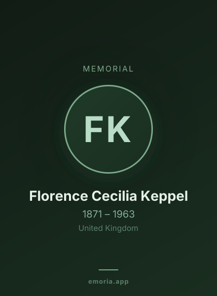 Memorial portrait of Florence Cecilia Keppel