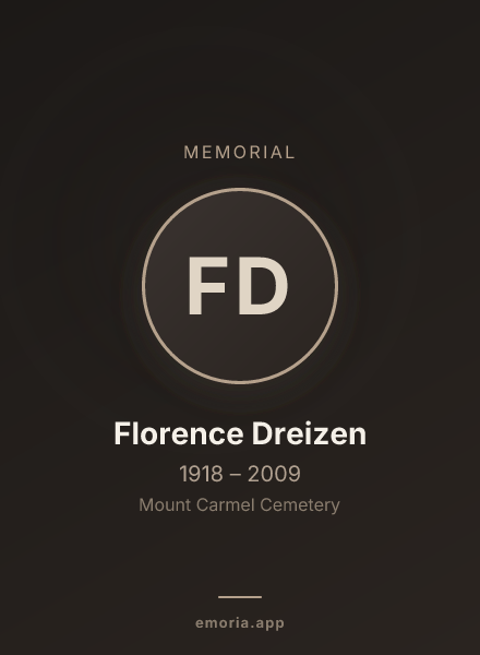 Memorial portrait of Florence Dreizen