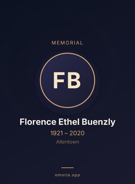 Memorial portrait of Florence Ethel Buenzly
