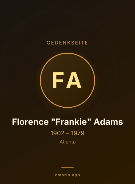 Gedenkportrait von Florence "Frankie" Adams