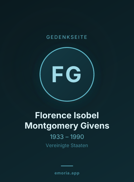 Gedenkportrait von Florence Isobel Montgomery Givens