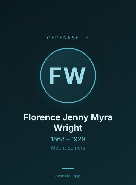 Gedenkportrait von Florence Jenny Myra Wright