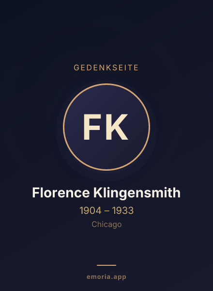Gedenkportrait von Florence Klingensmith