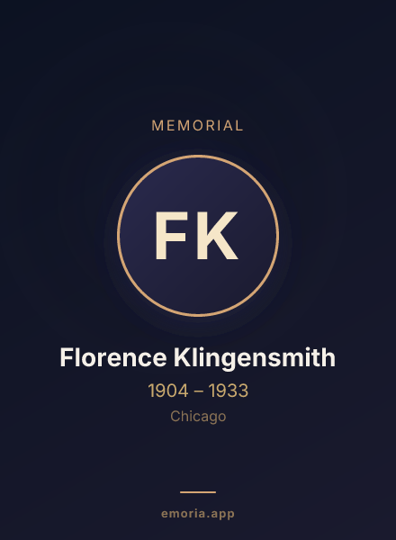 Memorial portrait of Florence Klingensmith