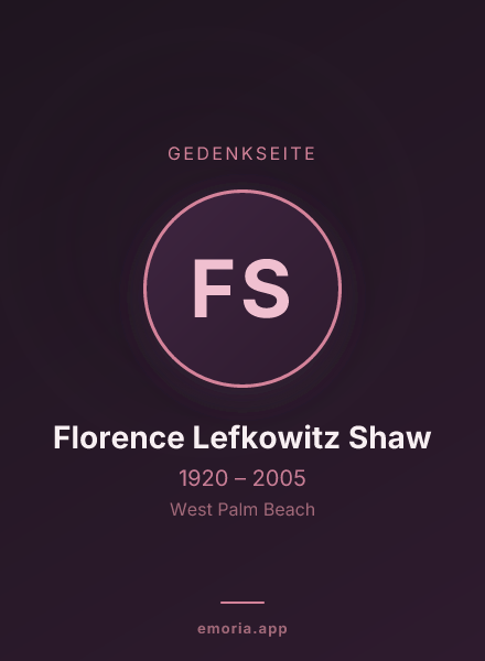 Gedenkportrait von Florence Lefkowitz Shaw