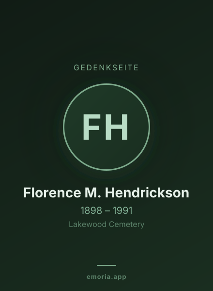 Gedenkportrait von Florence M. Hendrickson