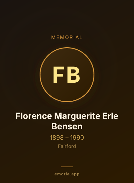 Memorial portrait of Florence Marguerite Erle Bensen