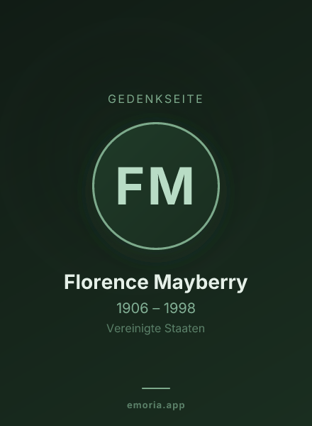 Gedenkportrait von Florence Mayberry