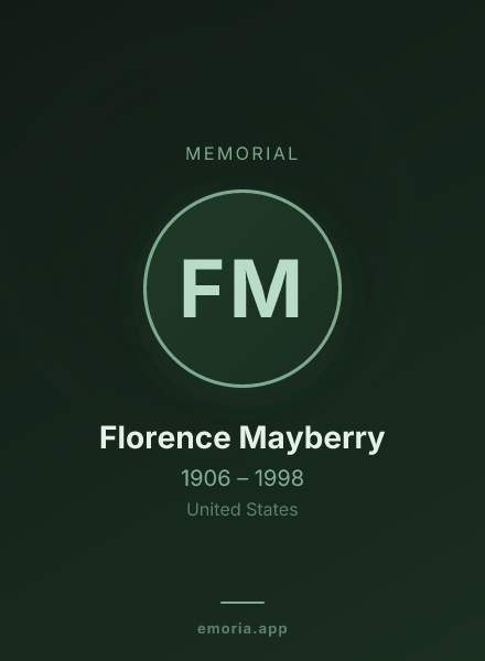 Memorial portrait of Florence Mayberry